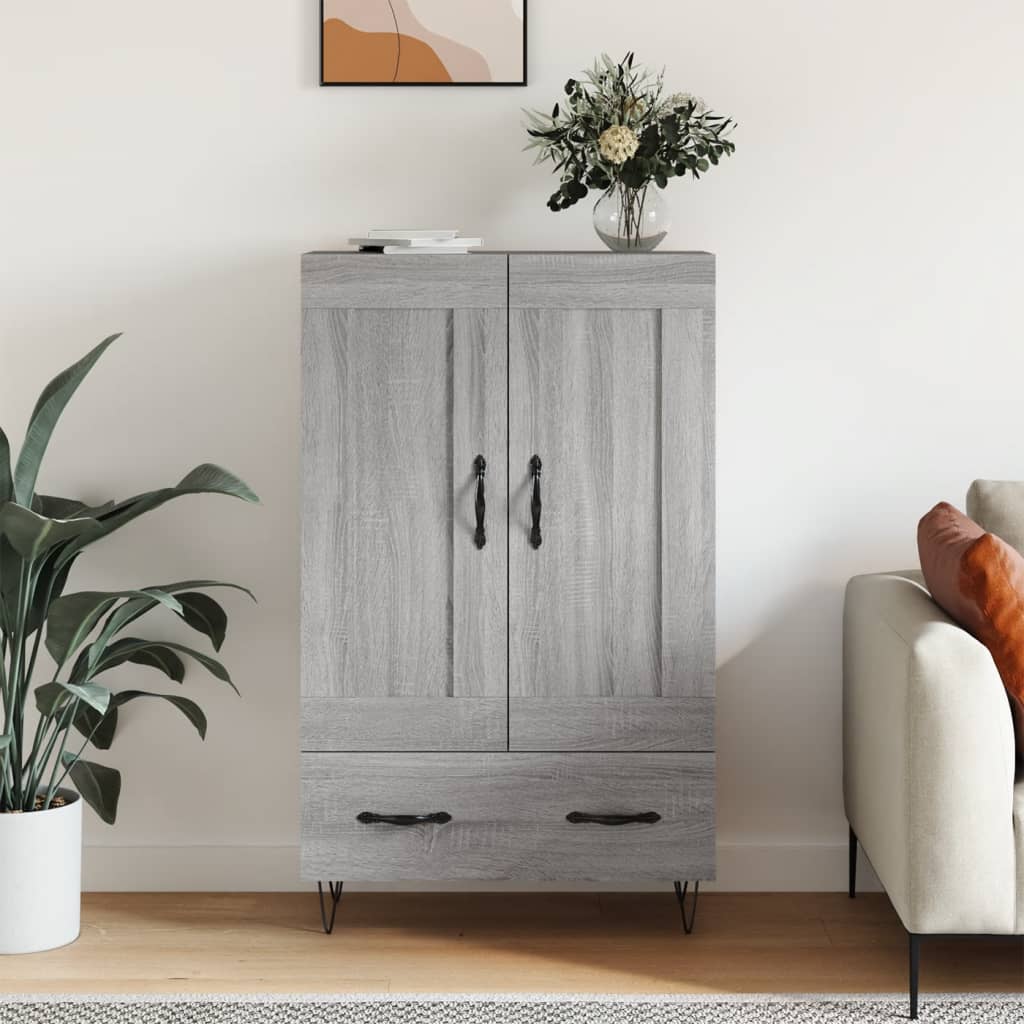Modern Wooden Highboard Storage Cabinet Unit With Lower Drawer & 2 Doors Wood