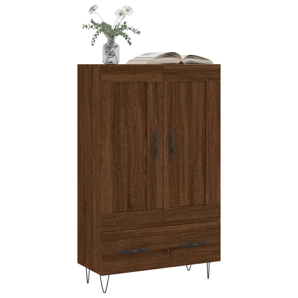 Modern Wooden Highboard Storage Cabinet Unit With Lower Drawer & 2 Doors Wood