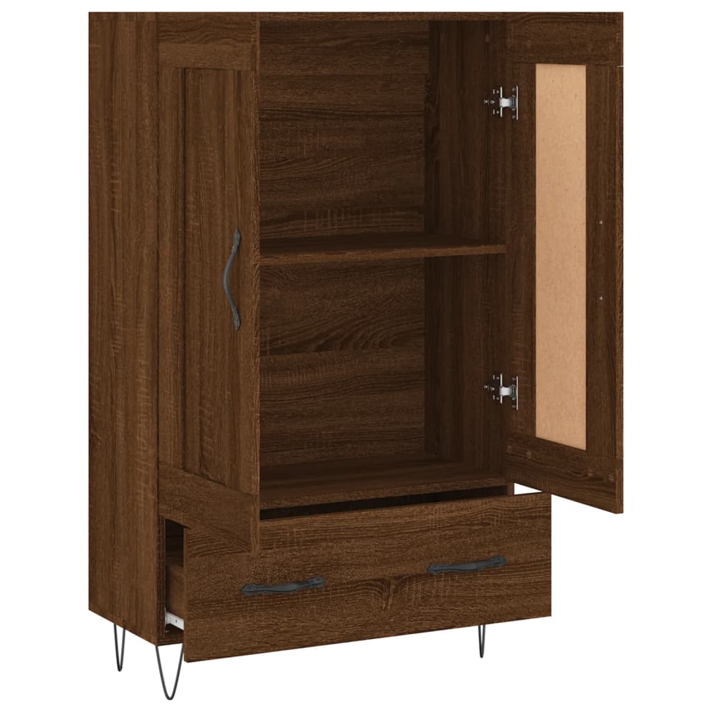 Modern Wooden Highboard Storage Cabinet Unit With Lower Drawer & 2 Doors Wood