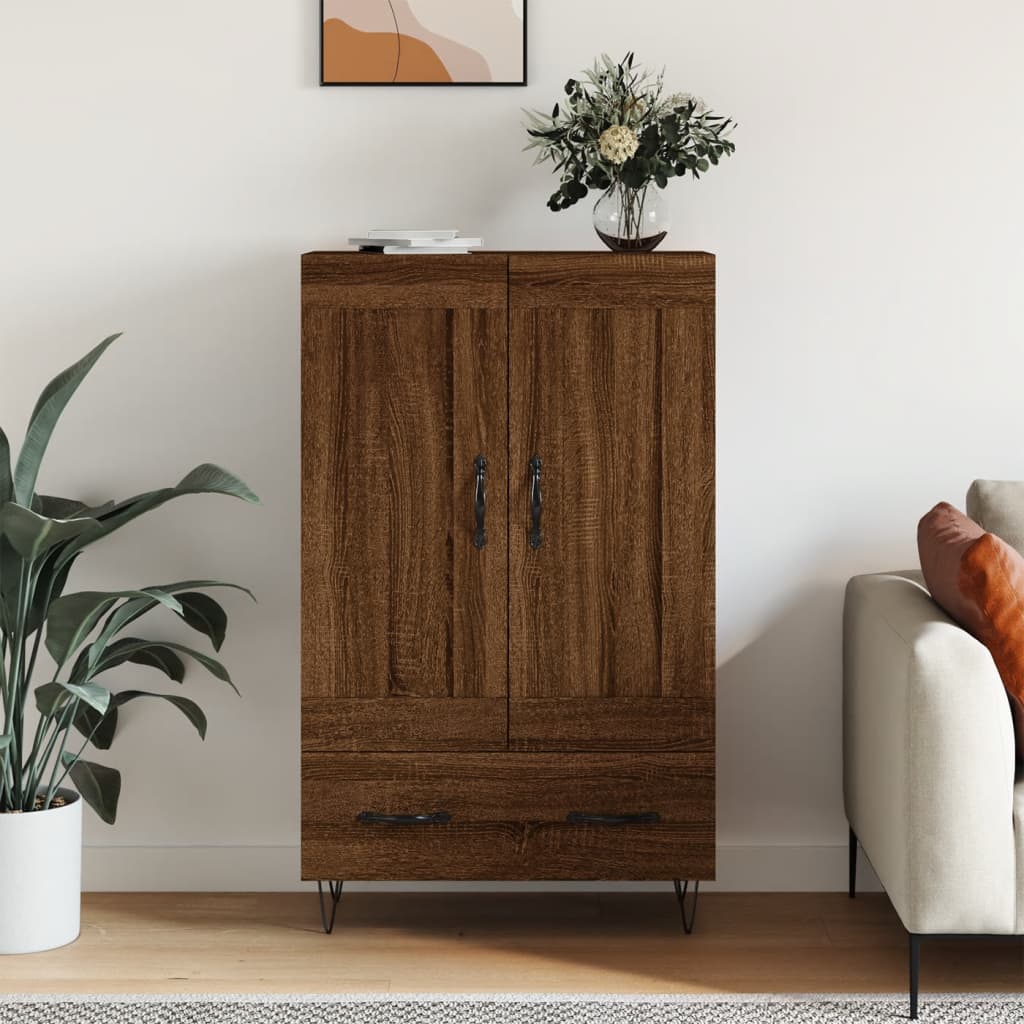 Modern Wooden Highboard Storage Cabinet Unit With Lower Drawer & 2 Doors Wood