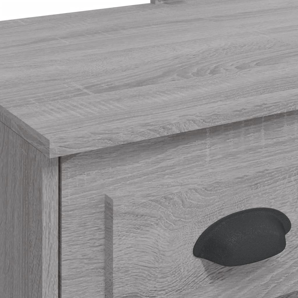 Dressing Table with LED Lights Grey Sonoma 90x42x132.5 cm