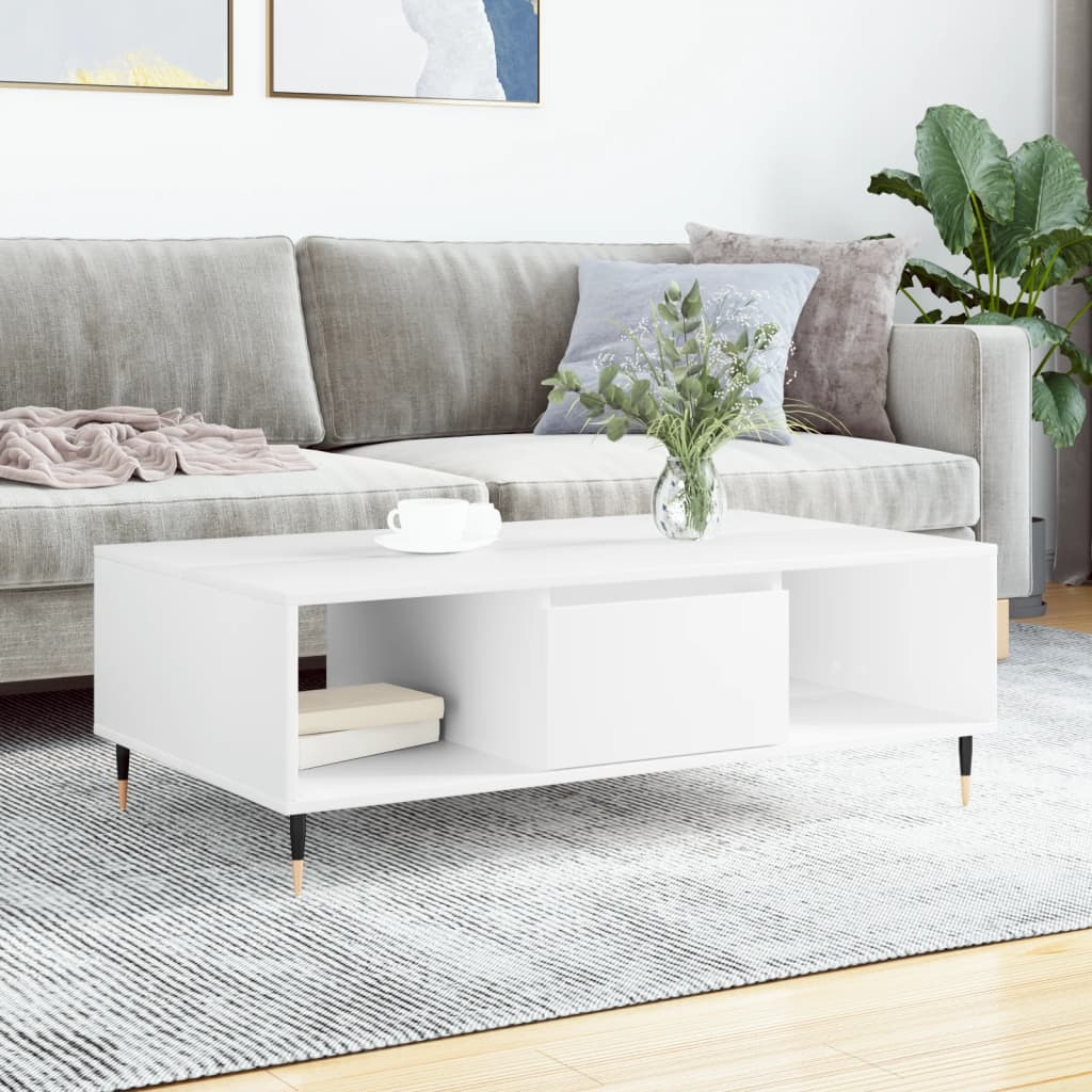Modern Wooden Living Room Coffee Table With Open Storage Space & 1 Door Wood