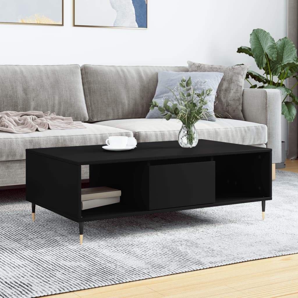 Modern Wooden Living Room Coffee Table With Open Storage Space & 1 Door Wood