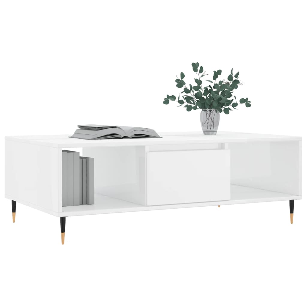 Modern Wooden Living Room Coffee Table With Open Storage Space & 1 Door Wood