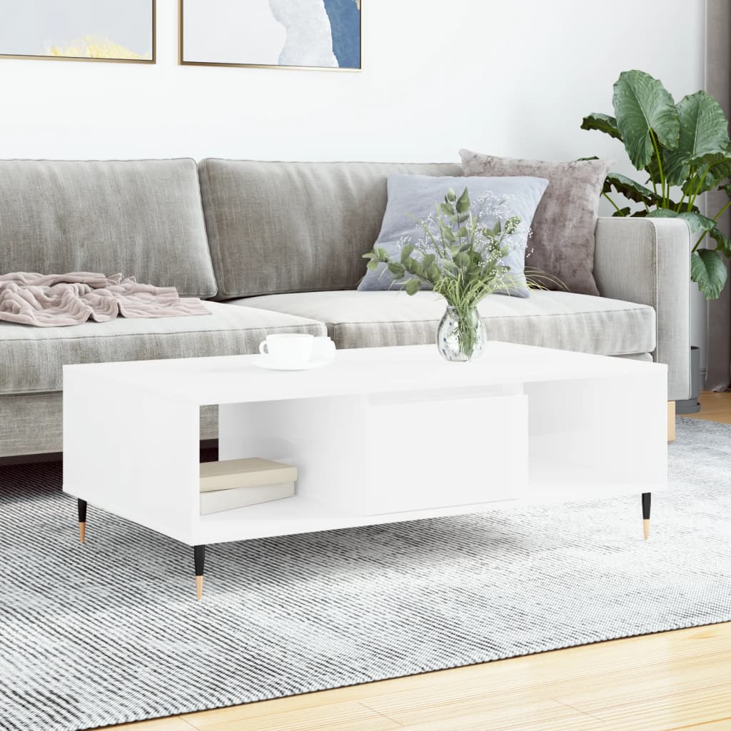 Modern Wooden Living Room Coffee Table With Open Storage Space & 1 Door Wood