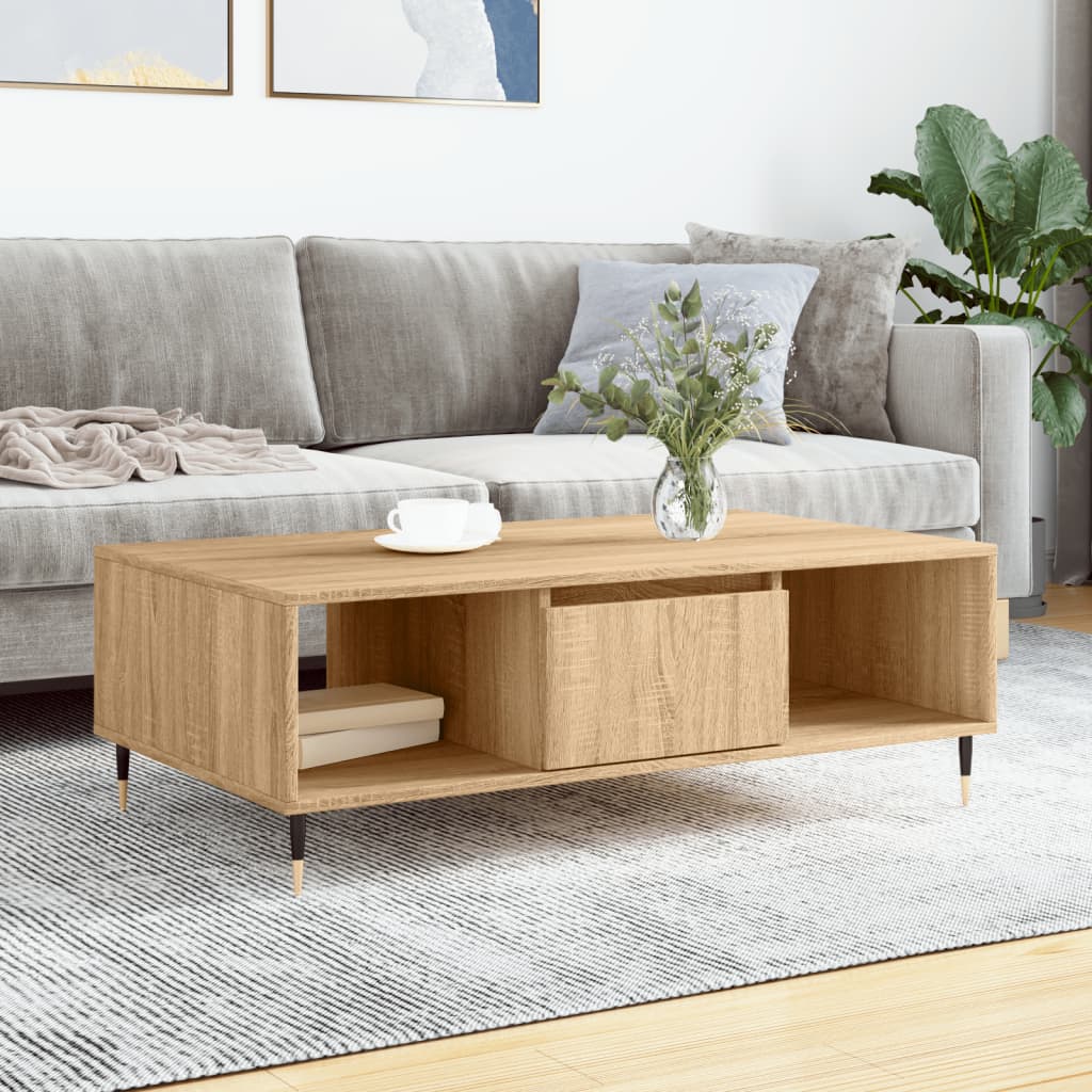 Modern Wooden Living Room Coffee Table With Open Storage Space & 1 Door Wood