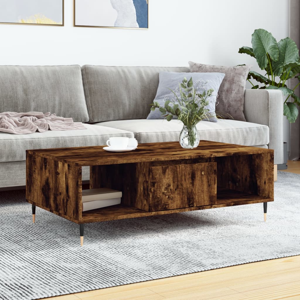 Modern Wooden Living Room Coffee Table With Open Storage Space & 1 Door Wood