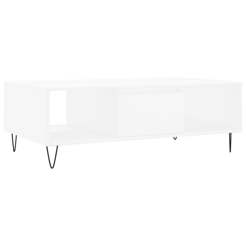 Modern Wooden Living Room Coffee Table With Storage Drawer & Open Shelves Wood