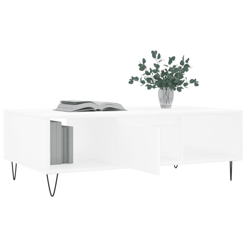 Modern Wooden Living Room Coffee Table With Storage Drawer & Open Shelves Wood