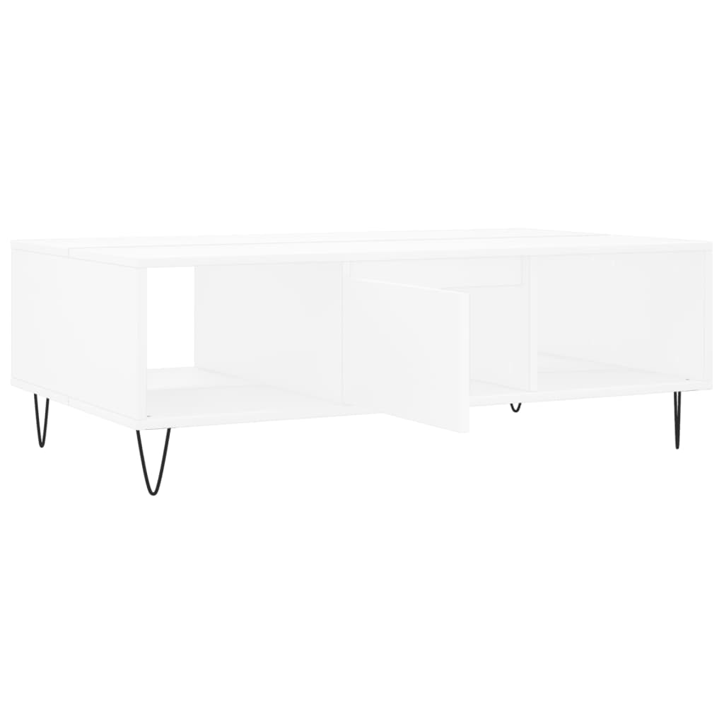 Modern Wooden Living Room Coffee Table With Storage Drawer & Open Shelves Wood