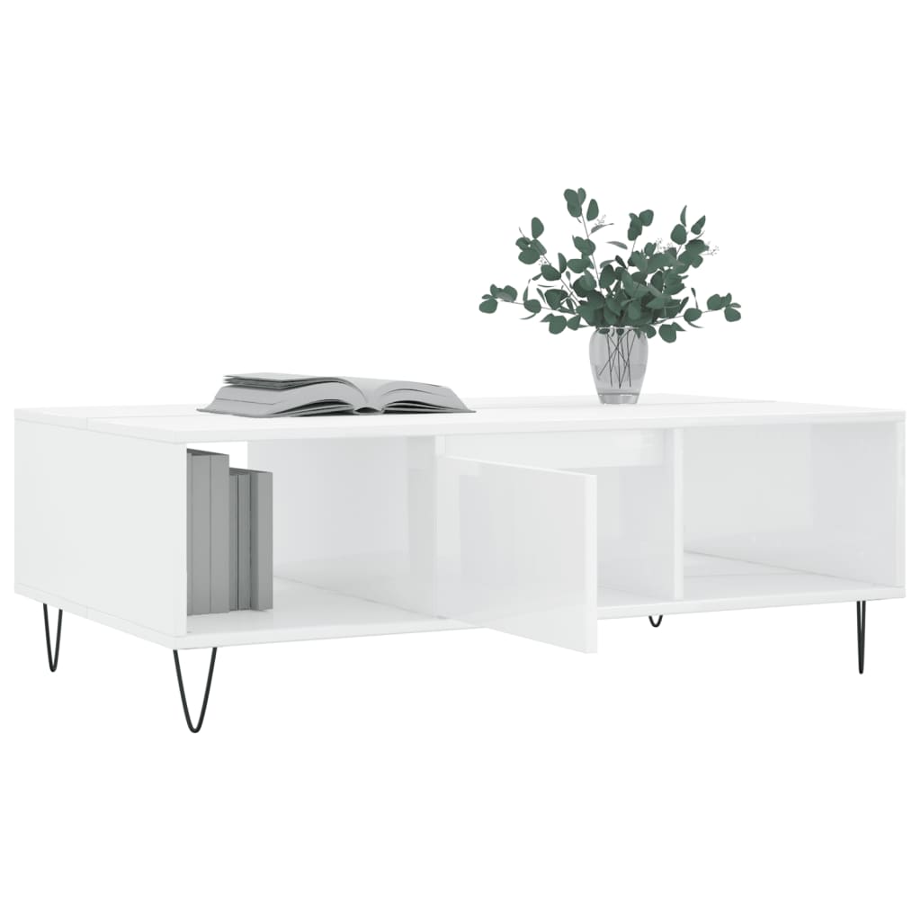 Modern Wooden Living Room Coffee Table With Storage Drawer & Open Shelves Wood