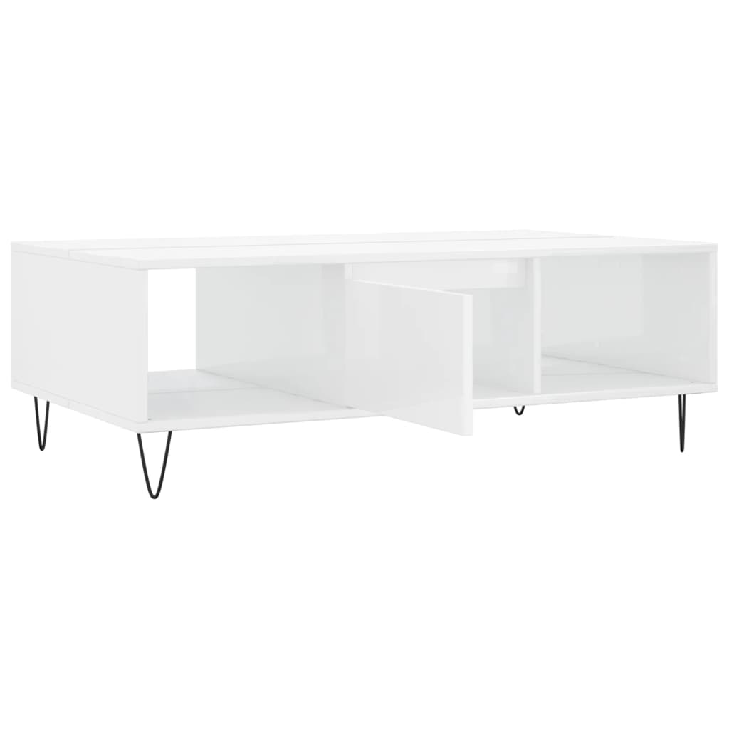 Modern Wooden Living Room Coffee Table With Storage Drawer & Open Shelves Wood