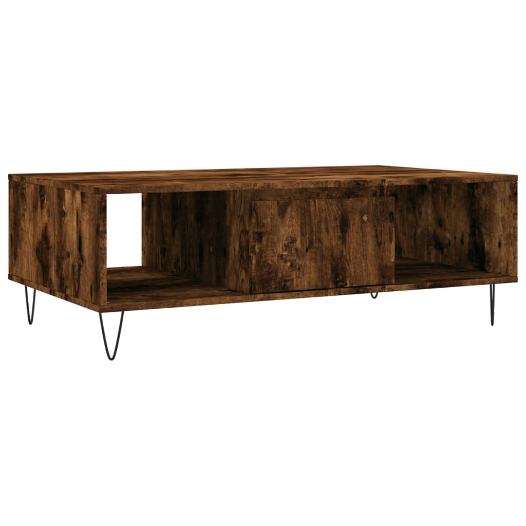 Modern Wooden Living Room Coffee Table With Storage Drawer & Open Shelves Wood