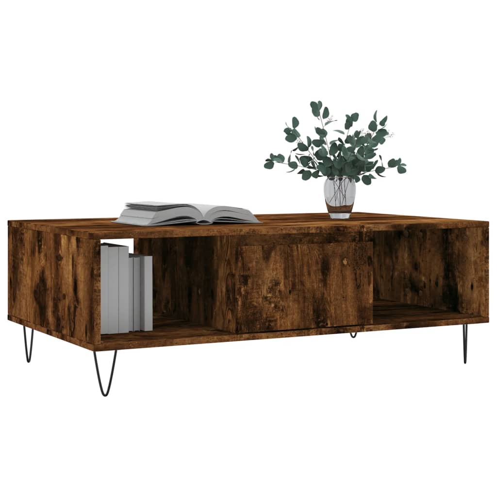 Modern Wooden Living Room Coffee Table With Storage Drawer & Open Shelves Wood