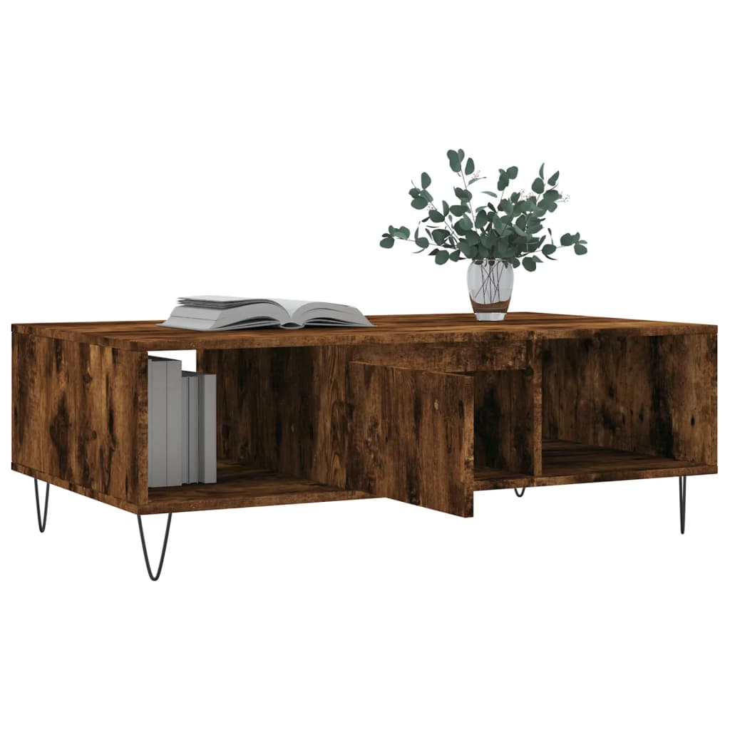 Modern Wooden Living Room Coffee Table With Storage Drawer & Open Shelves Wood