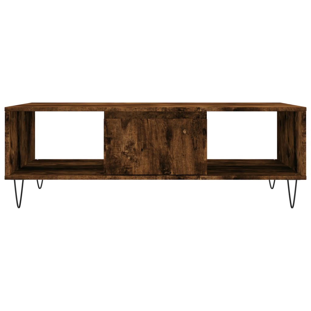Modern Wooden Living Room Coffee Table With Storage Drawer & Open Shelves Wood