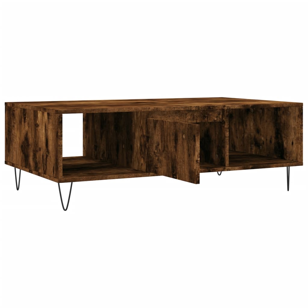 Modern Wooden Living Room Coffee Table With Storage Drawer & Open Shelves Wood