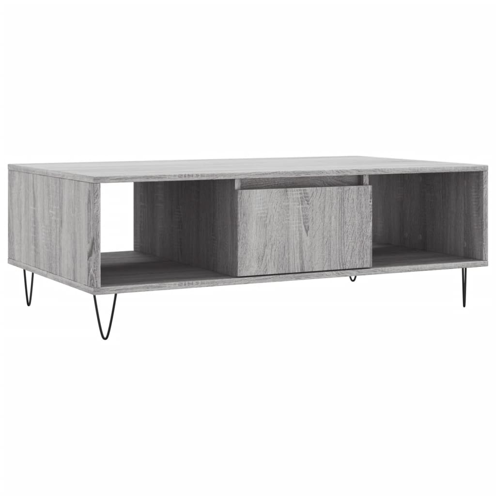 Modern Wooden Living Room Coffee Table With Storage Drawer & Open Shelves Wood