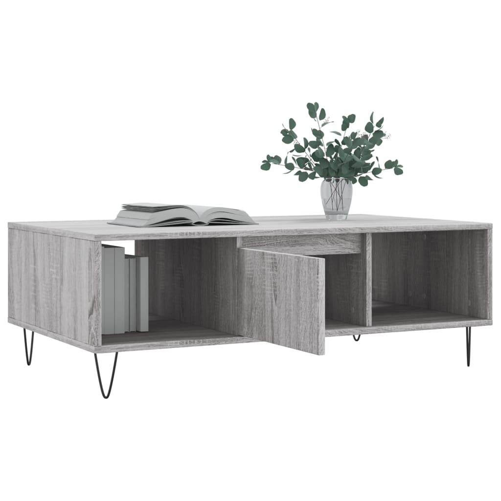 Modern Wooden Living Room Coffee Table With Storage Drawer & Open Shelves Wood