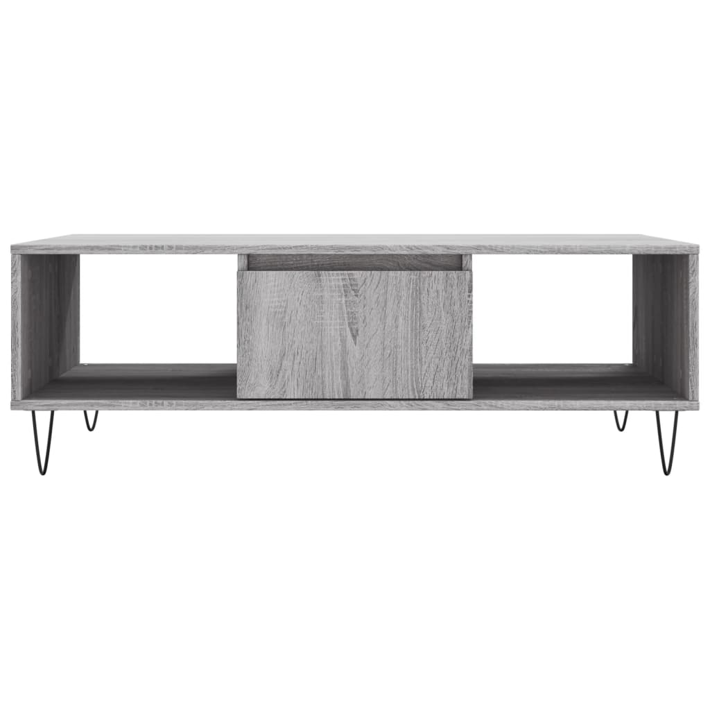 Modern Wooden Living Room Coffee Table With Storage Drawer & Open Shelves Wood