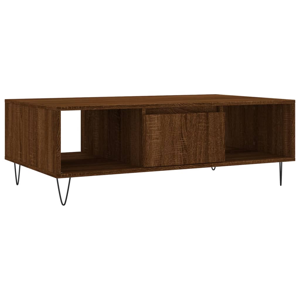 Modern Wooden Living Room Coffee Table With Storage Drawer & Open Shelves Wood