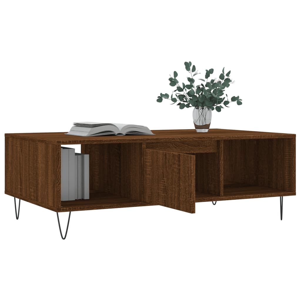 Modern Wooden Living Room Coffee Table With Storage Drawer & Open Shelves Wood