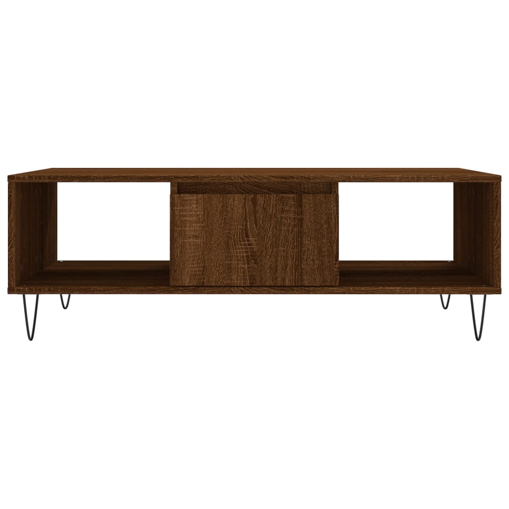 Modern Wooden Living Room Coffee Table With Storage Drawer & Open Shelves Wood