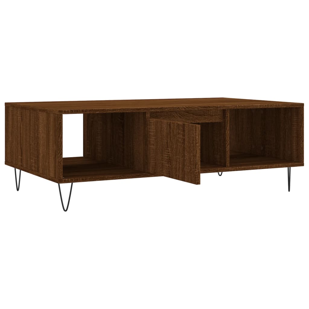 Modern Wooden Living Room Coffee Table With Storage Drawer & Open Shelves Wood