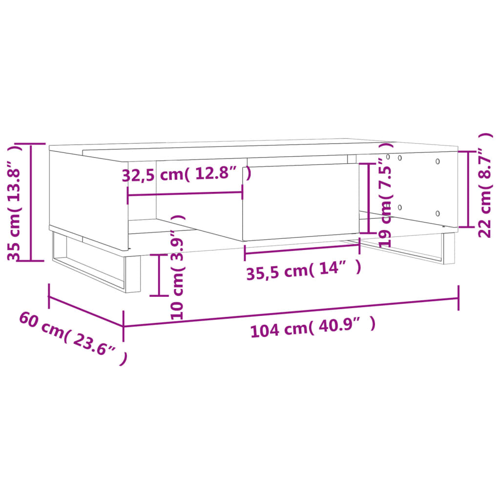 Coffee Table Sonoma Oak 104x60x35 cm Engineered Wood