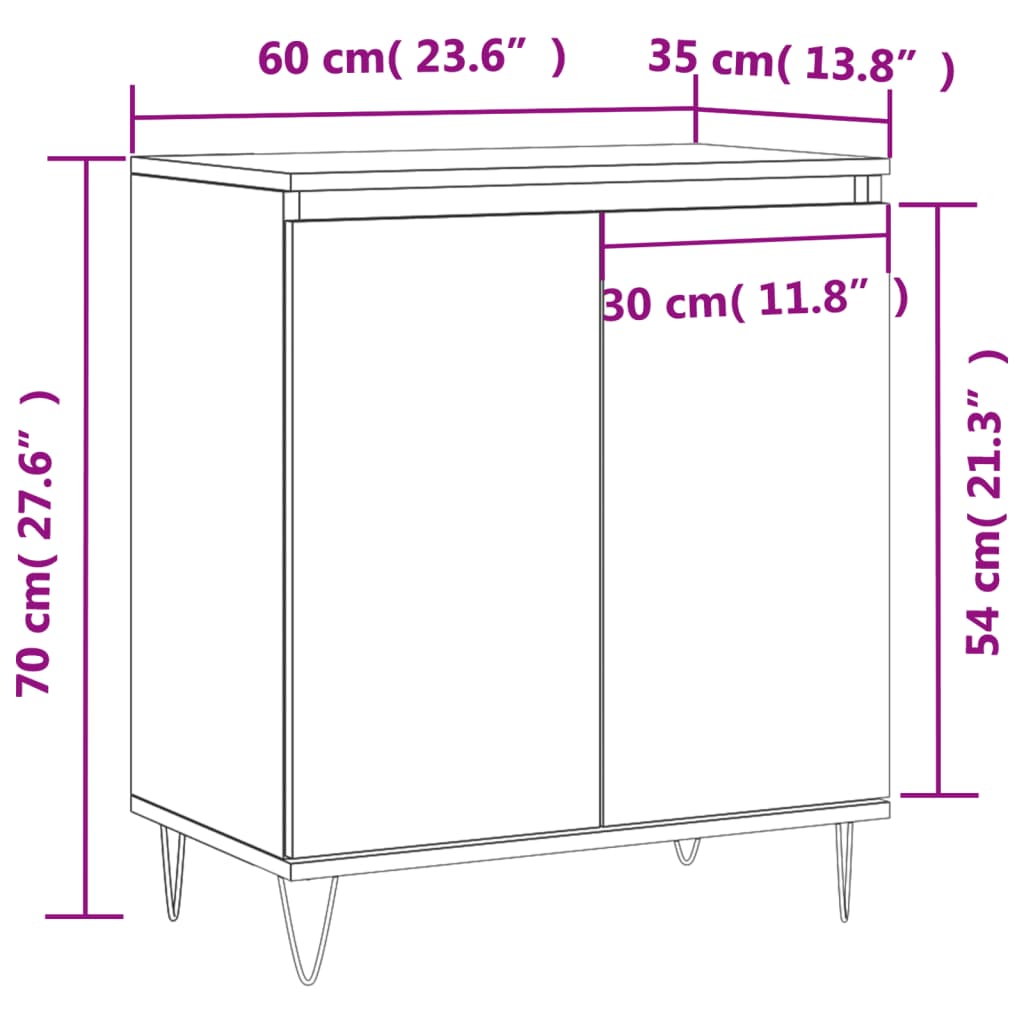 Sideboard Concrete Grey 60x35x70 cm Engineered Wood