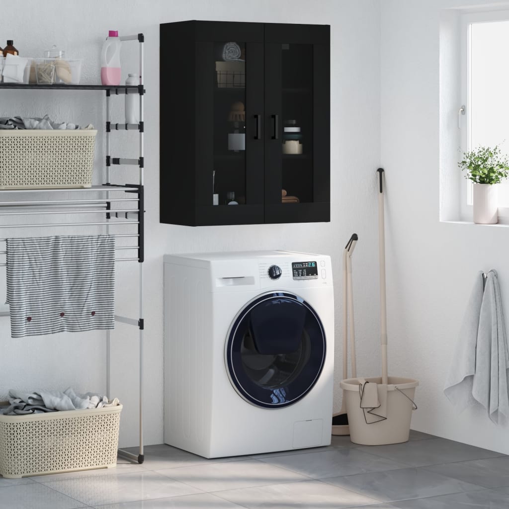 Wall Mounted Cabinet Black 69.5x34x90 cm