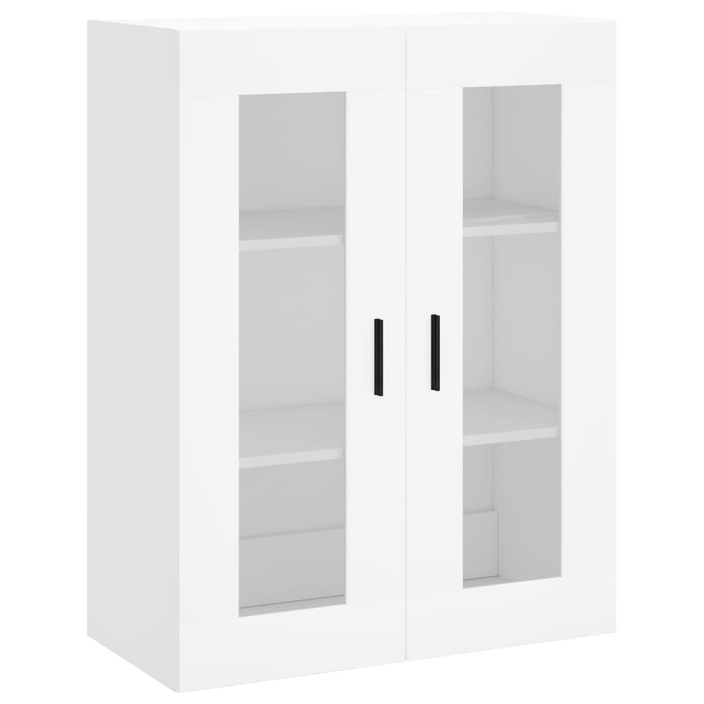 Modern Wooden Wall Mounted 2 Door Floating Storage Cabinet Unit With Glass Doors