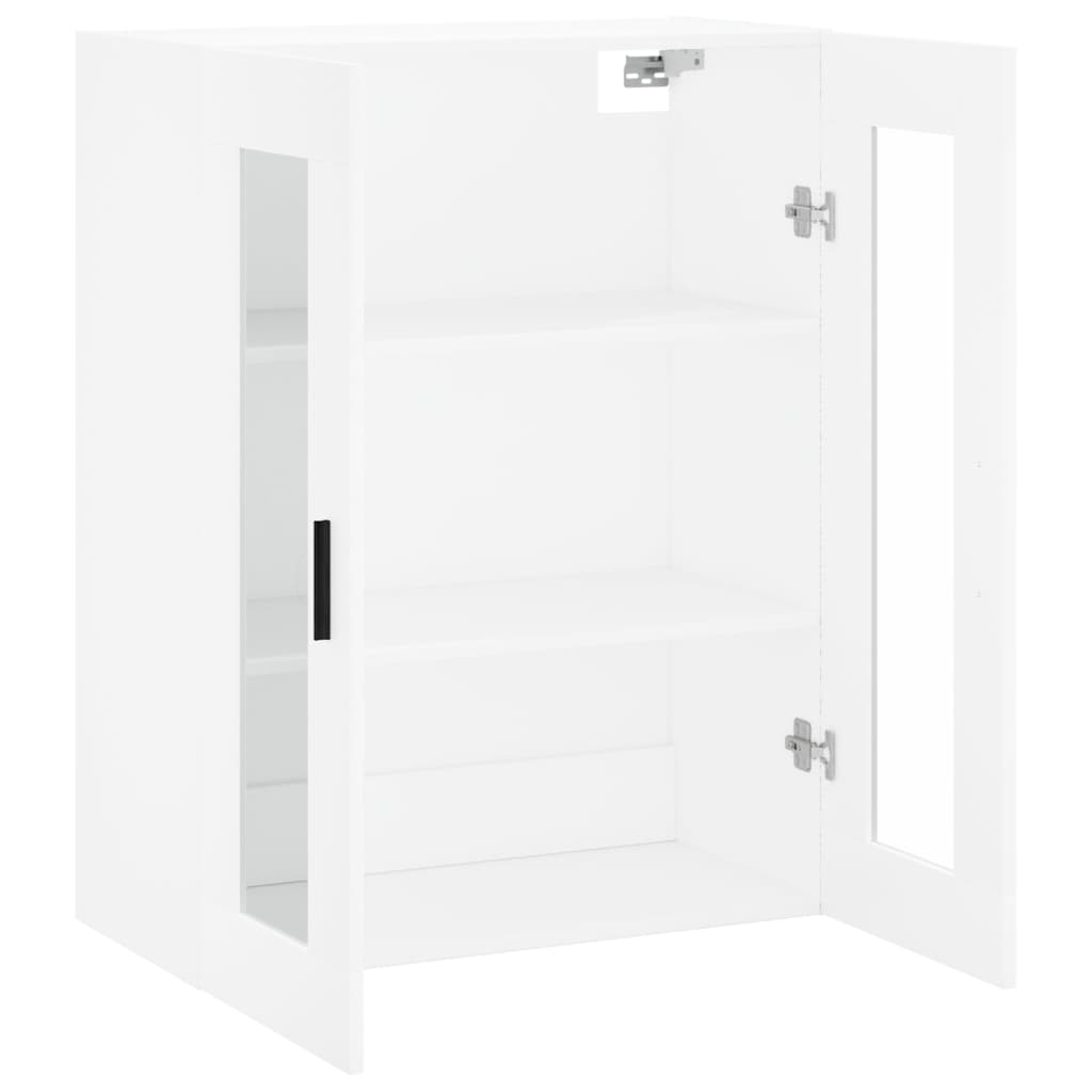 Modern Wooden Wall Mounted 2 Door Floating Storage Cabinet Unit With Glass Doors
