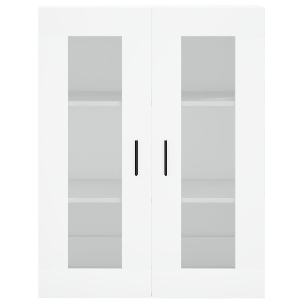Modern Wooden Wall Mounted 2 Door Floating Storage Cabinet Unit With Glass Doors