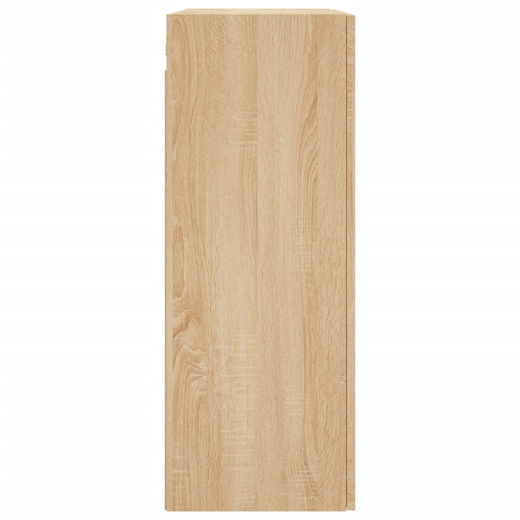 Modern Wooden Wall Mounted 2 Door Floating Storage Cabinet Unit With Glass Doors