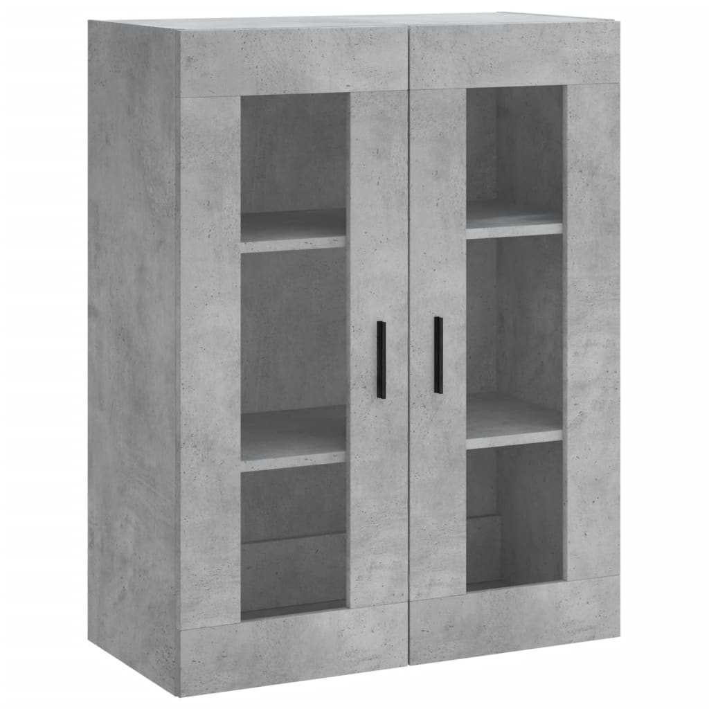 Modern Wooden Wall Mounted 2 Door Floating Storage Cabinet Unit With Glass Doors