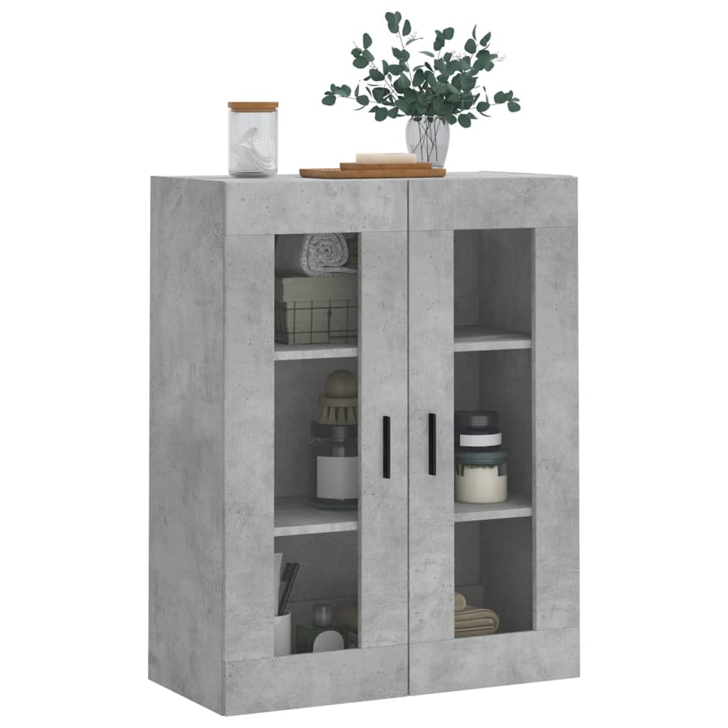 Modern Wooden Wall Mounted 2 Door Floating Storage Cabinet Unit With Glass Doors