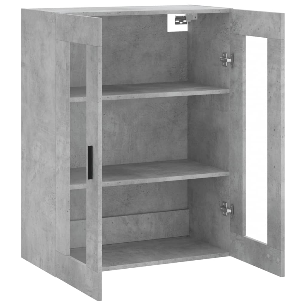 Modern Wooden Wall Mounted 2 Door Floating Storage Cabinet Unit With Glass Doors