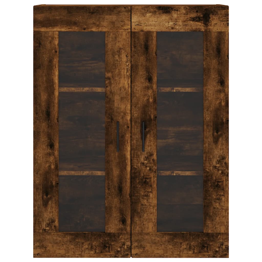 Modern Wooden Wall Mounted 2 Door Floating Storage Cabinet Unit With Glass Doors