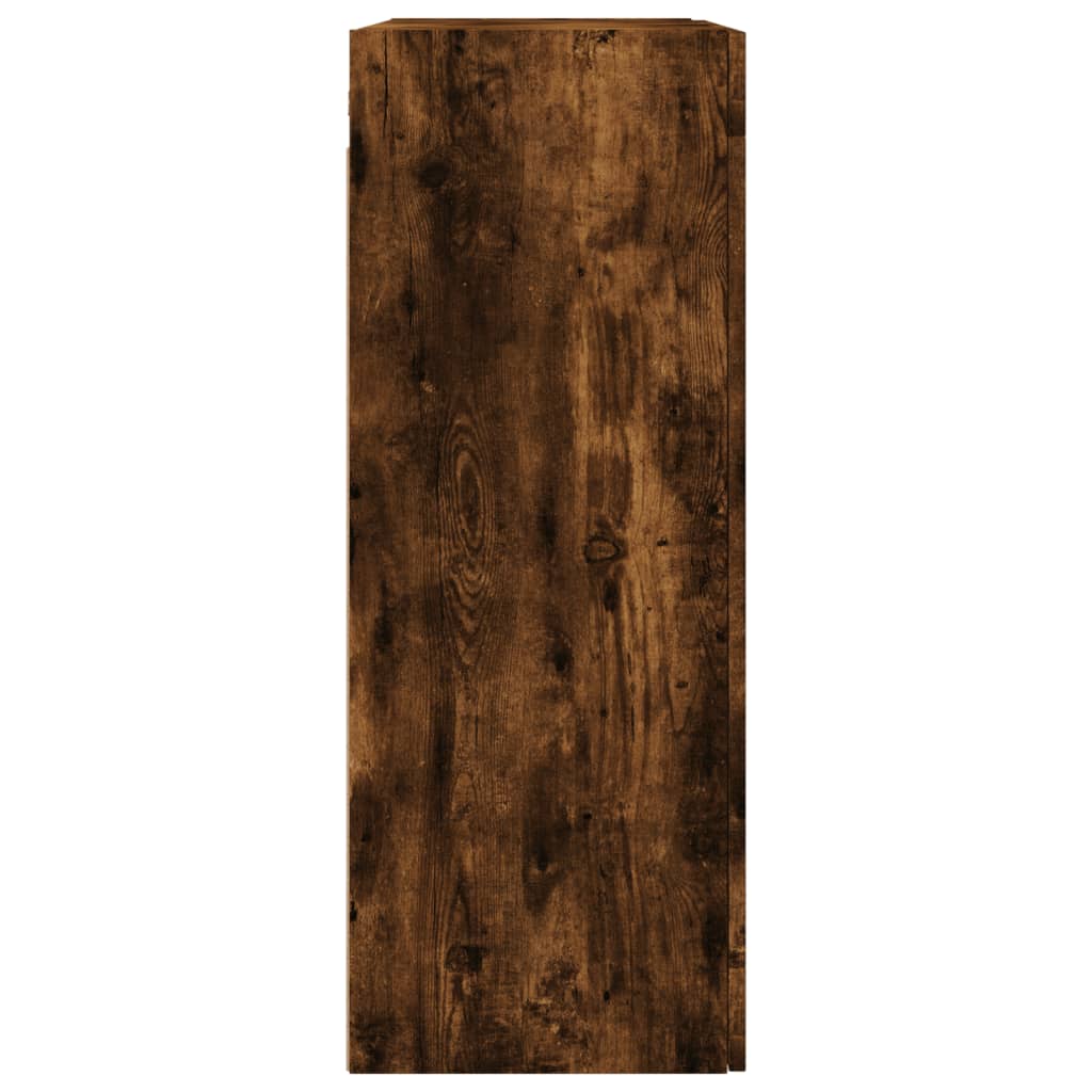 Modern Wooden Wall Mounted 2 Door Floating Storage Cabinet Unit With Glass Doors