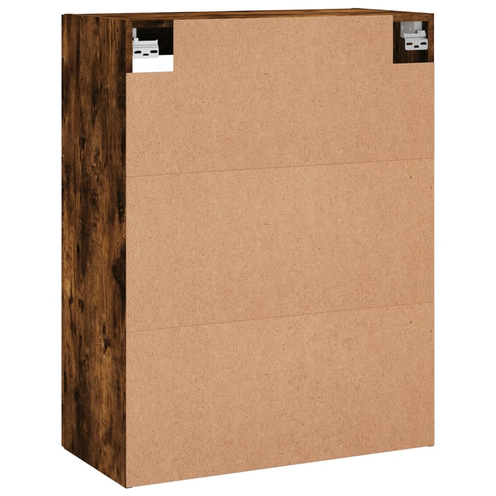 Modern Wooden Wall Mounted 2 Door Floating Storage Cabinet Unit With Glass Doors