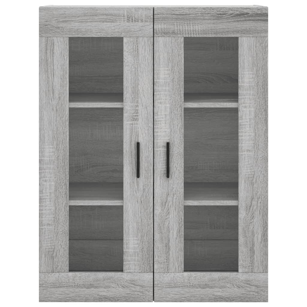 Modern Wooden Wall Mounted 2 Door Floating Storage Cabinet Unit With Glass Doors