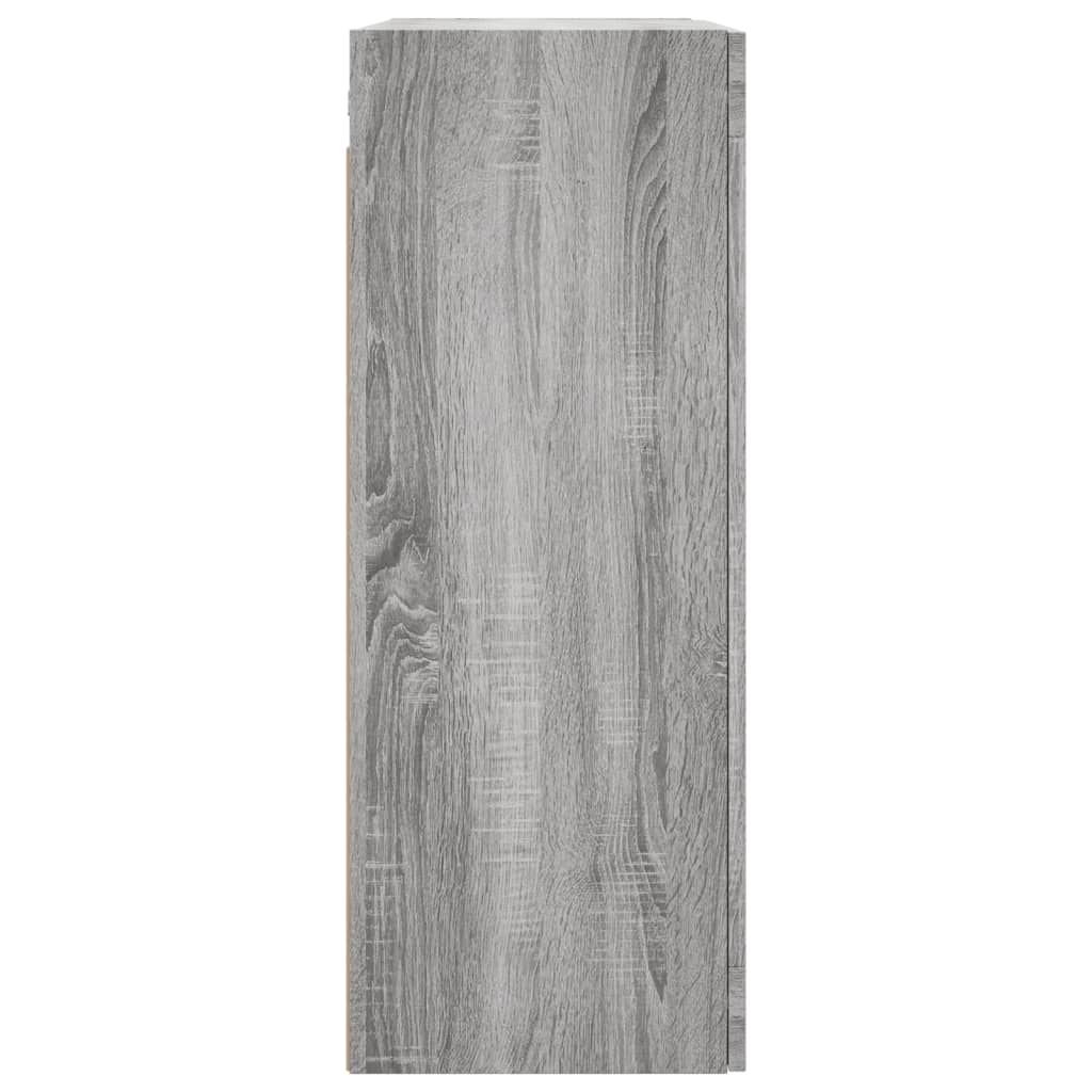 Modern Wooden Wall Mounted 2 Door Floating Storage Cabinet Unit With Glass Doors
