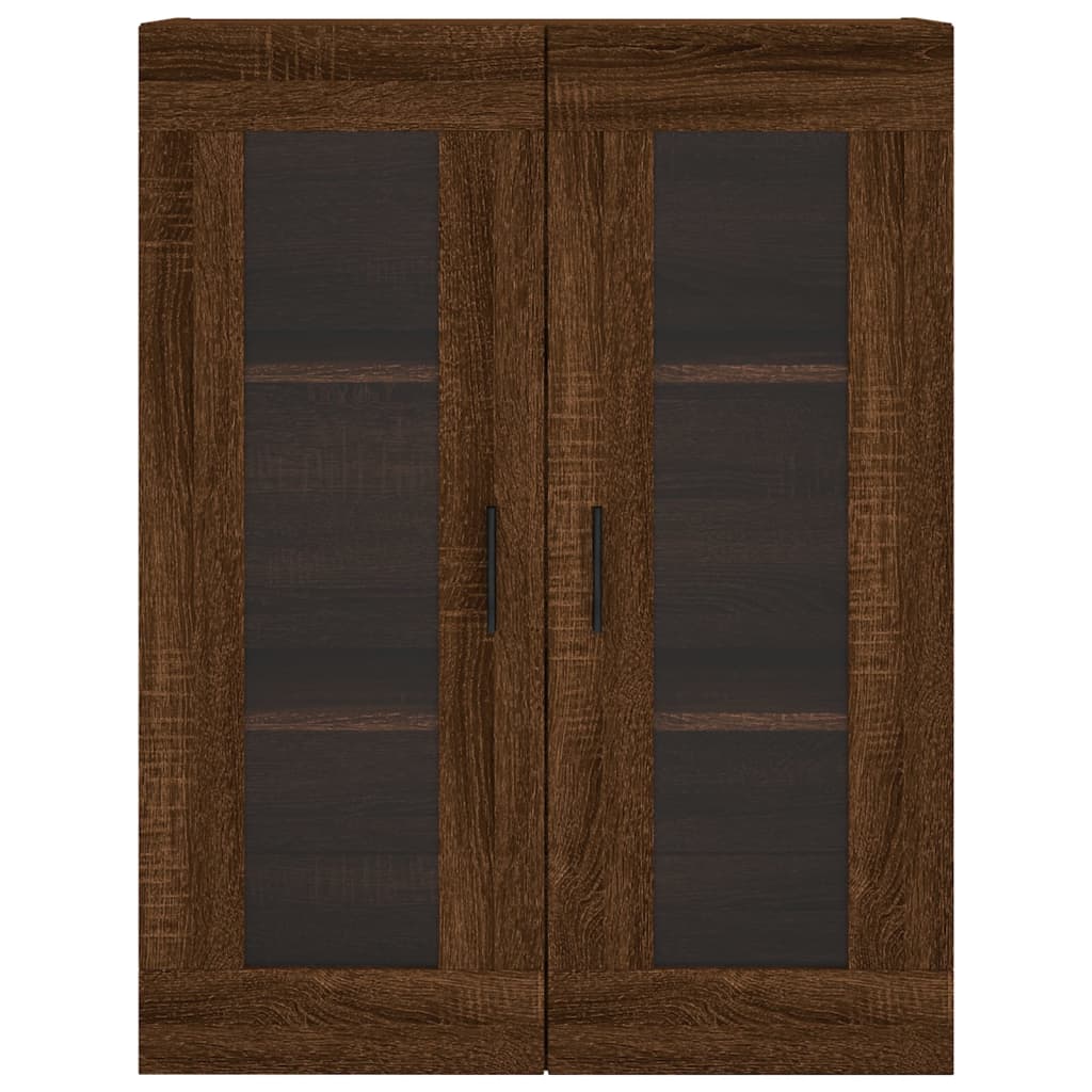 Modern Wooden Wall Mounted 2 Door Floating Storage Cabinet Unit With Glass Doors