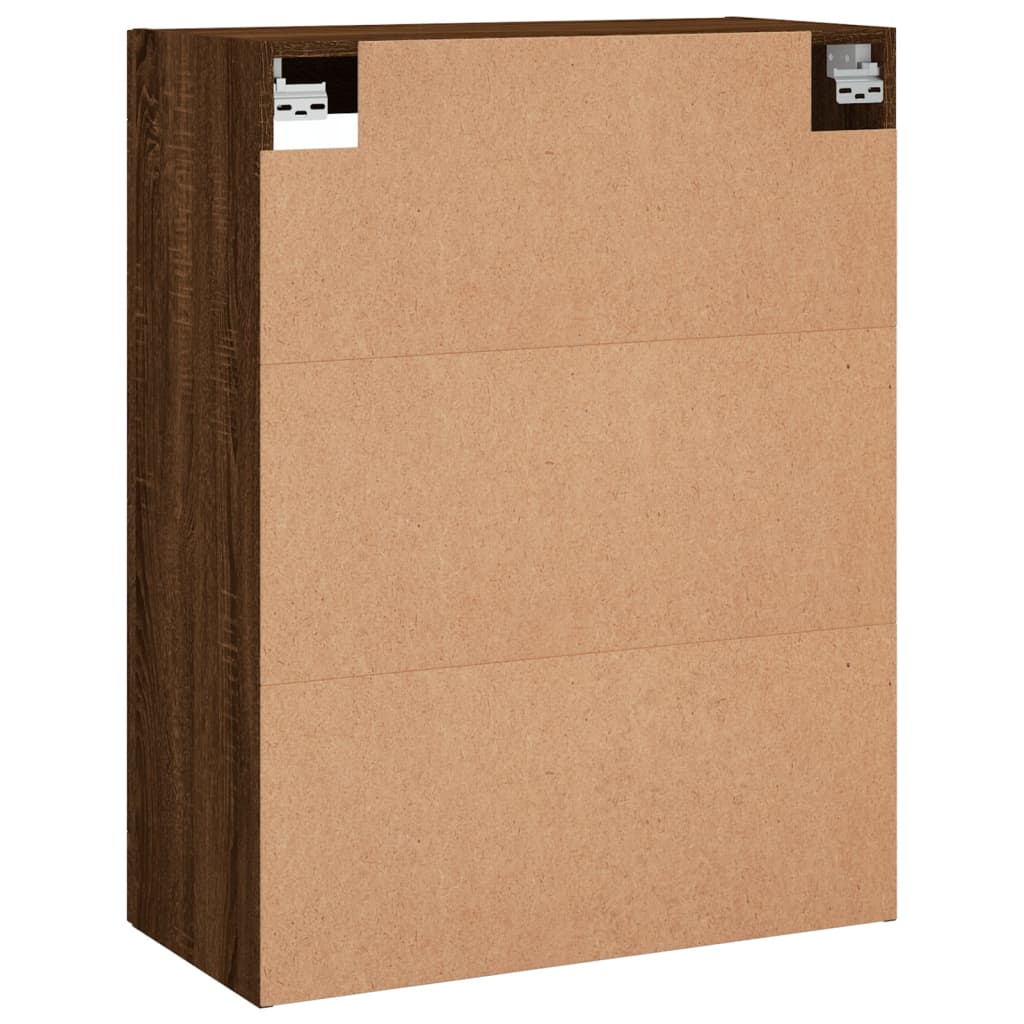 Modern Wooden Wall Mounted 2 Door Floating Storage Cabinet Unit With Glass Doors