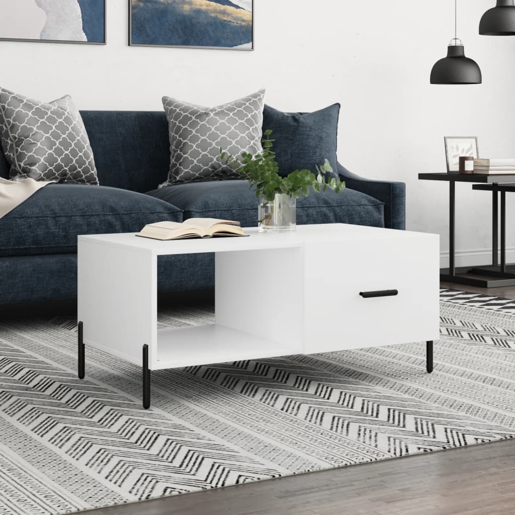 Modern Wooden Living Room Coffee Table With Door & Open Storage Shelf Wood