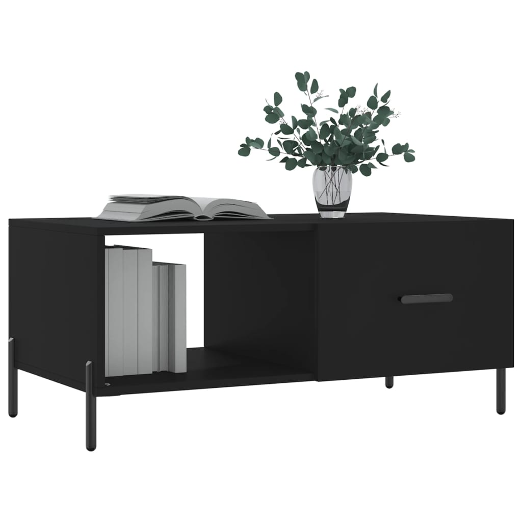 Modern Wooden Living Room Coffee Table With Door & Open Storage Shelf Wood