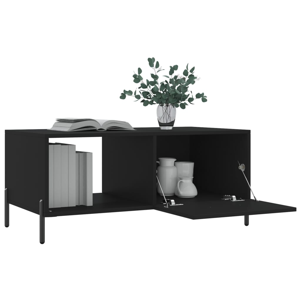 Modern Wooden Living Room Coffee Table With Door & Open Storage Shelf Wood