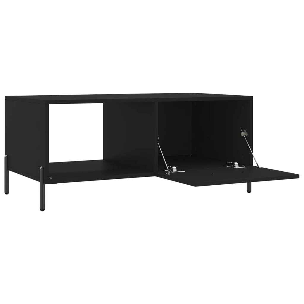 Modern Wooden Living Room Coffee Table With Door & Open Storage Shelf Wood