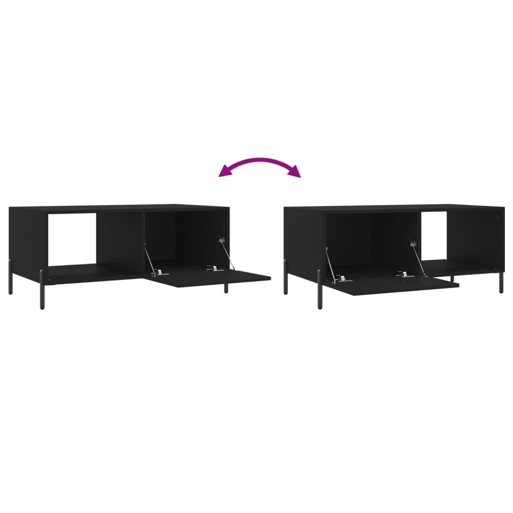 Modern Wooden Living Room Coffee Table With Door & Open Storage Shelf Wood